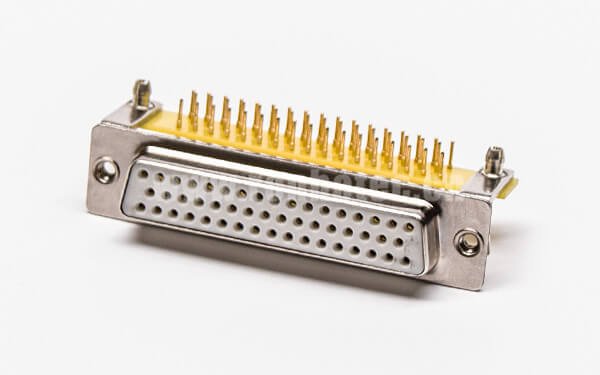 高密度插针db50针母头弯式车针带支架铆锁插孔接PCB板
