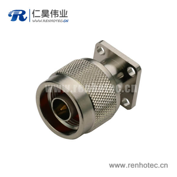 DOSIN-805-1034 n头公头直式射频同轴连接器4孔法兰盘面板安装