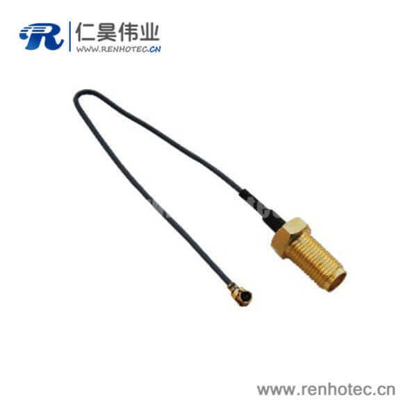 sma镀金穿墙式母头射频同轴线材接ipex