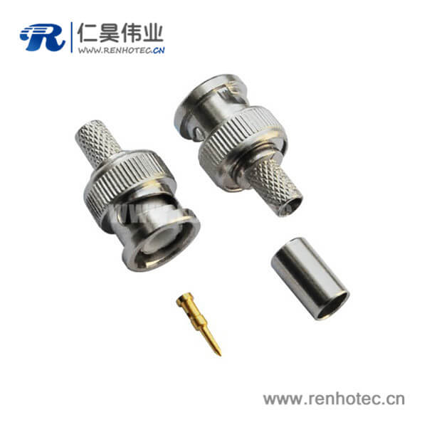 EB-001-0072 bnc公头连接器压接式50欧姆和75欧姆直式射频同轴