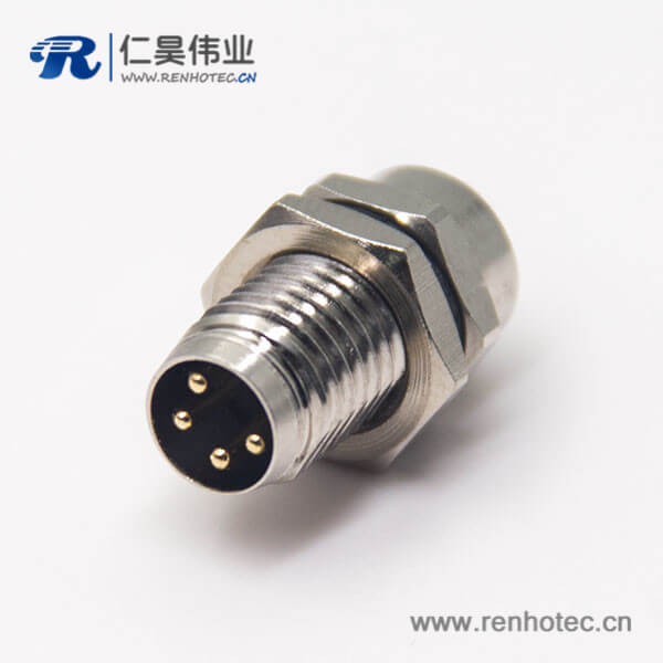 传感器接头m8圆形连接器4pin公头插座焊线防水前锁板 传感器接头m8圆形连接器4pin公头插座焊线防水前锁板