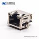 屏蔽rj45母座弯式沉板插板连接器带灯带弹片