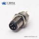 m8 pcb 连接器4pin直式公头前锁板防水插座焊线式