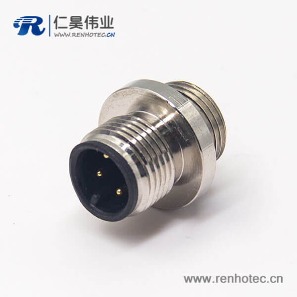 m12网线接头圆形连接器4pin公头航空插座A型后锁板防水焊线式 m12网线接头圆形连接器4pin公头航空插座A型后锁板防水焊线式