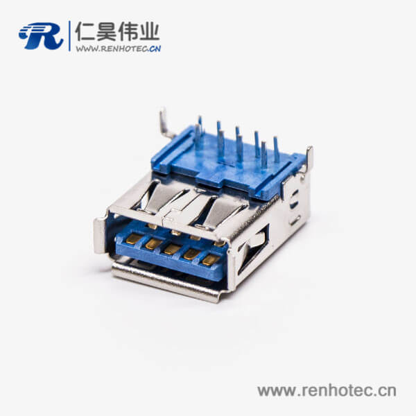 usb3.0母座连接器母头弯式type a弯脚DIP插板