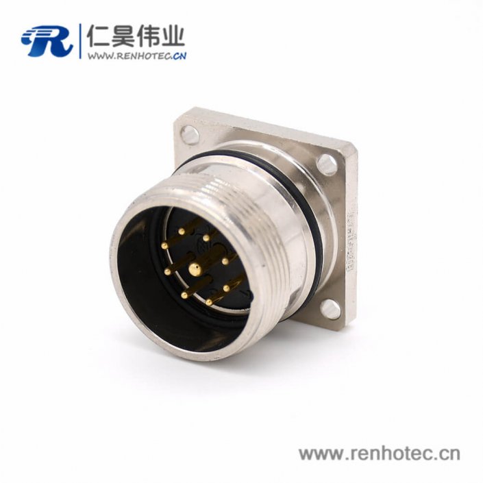 方型连接器 M623 9芯直式公头接线四孔法兰插座