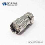 M23接头直式17母头电缆插头623金属接头电源连接器