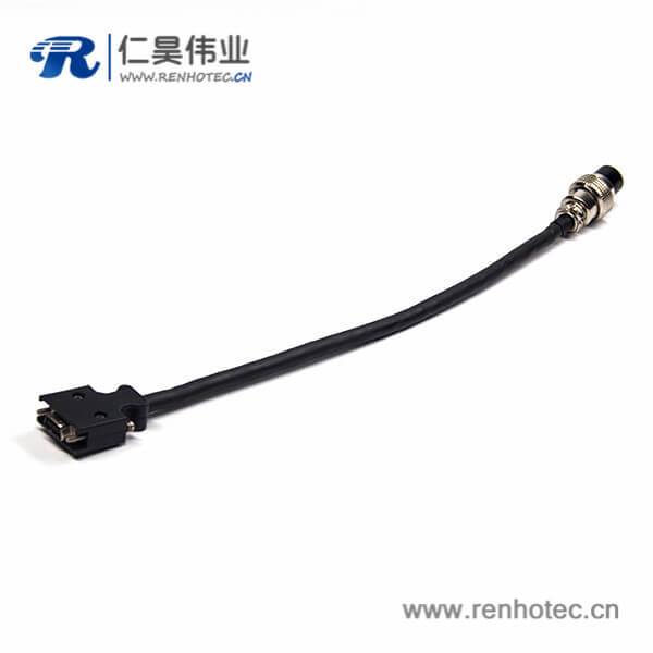 SCSI 连接器HPCN型14芯公头螺丝锁接式连接器转GX 15芯母头直式航空插头线材1米