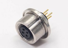 圆形插座连接器M9母头直式插孔接pcb板4芯连接器