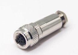 全金属防水连接器M9 5芯母头直式组装接头
