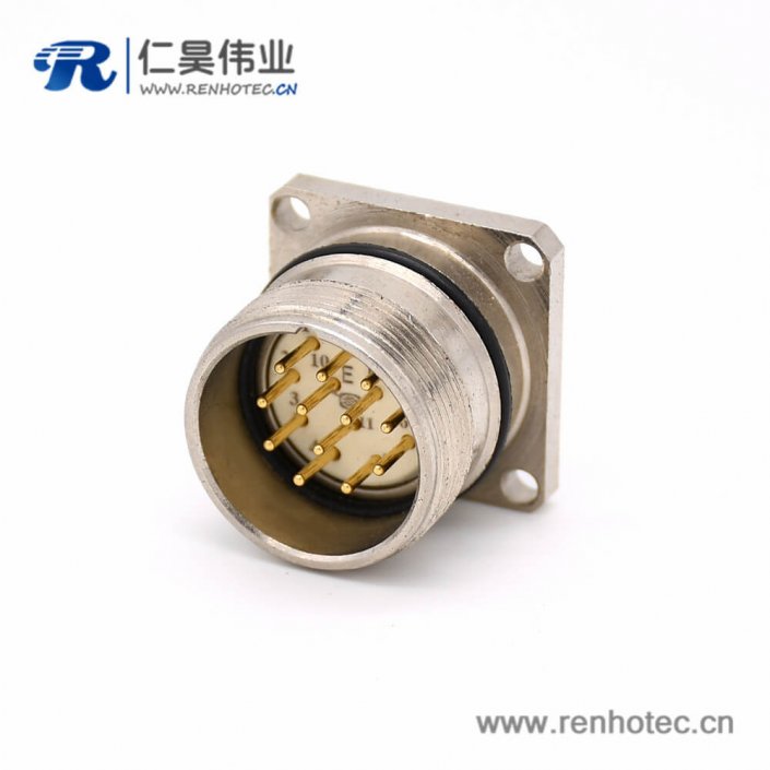 12芯连接器 M623 12芯公头直式接线四孔法兰插座
