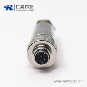 金属连接器M9公头直式8芯组装接头