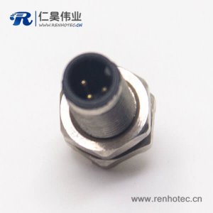 m5传感器接头3pin防水公头前锁板焊线式航空插座防水