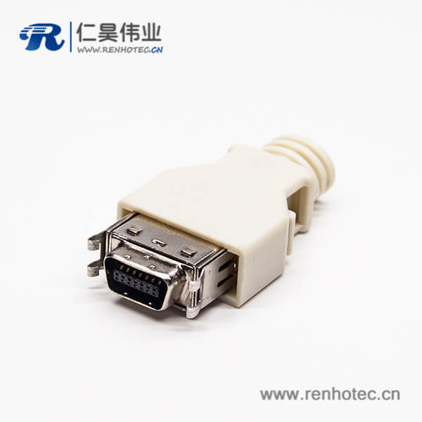 SCSI连接器14针公座直式焊接式接线带塑料外壳 SCSI连接器14针公座直式焊接式接线带塑料外壳