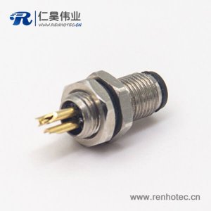 螺纹接头M5航空插座3pin焊线式防水板前安装连接器