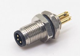 螺纹接头M5航空插座3pin焊线式防水板前安装连接器