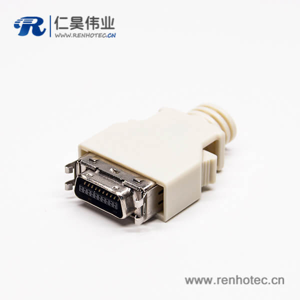 SCSI连接器20针公头直式按键式焊接接线带塑料外壳 SCSI连接器20针公头直式按键式焊接接线带塑料外壳
