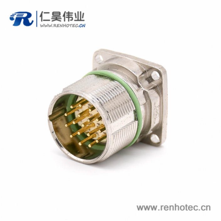 M系列连接器 M623 17芯直式公母四孔法兰防水插座