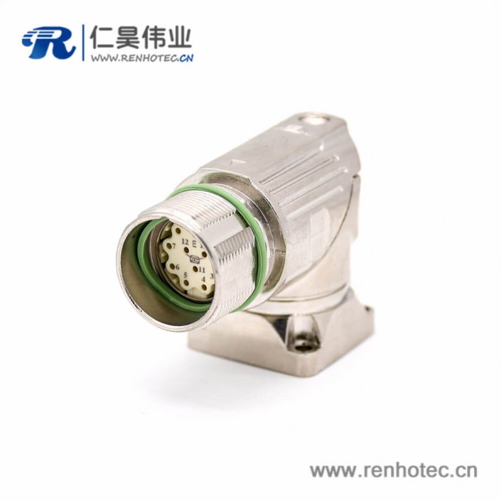 12芯插座 M623 弯式接线法兰母头连接器