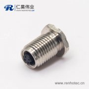 M5防水接头航空插座母头直式防水带螺纹后锁板连接器
