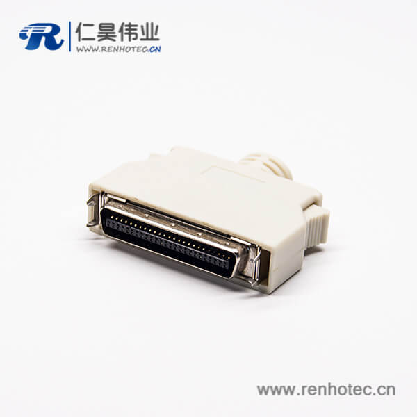 50Pin公头连接器直式按键式SCSI连接器带塑料外壳 50Pin公头连接器直式按键式SCSI连接器带塑料外壳