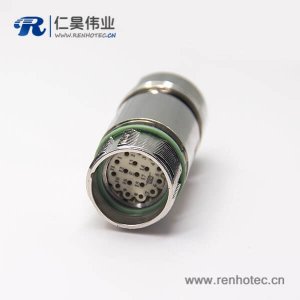 M23防水连接头17芯母插头直式航空插头锌合金外壳材质工业连接器