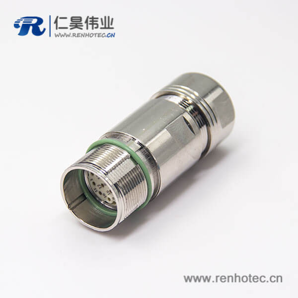 M23防水连接头17芯母插头直式航空插头锌合金外壳材质工业连接器