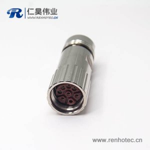 编码器m23连接器8芯电缆插头直式母头传感器连接器