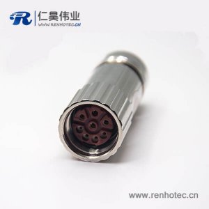 编码器m23连接器8芯电缆插头直式母头传感器连接器