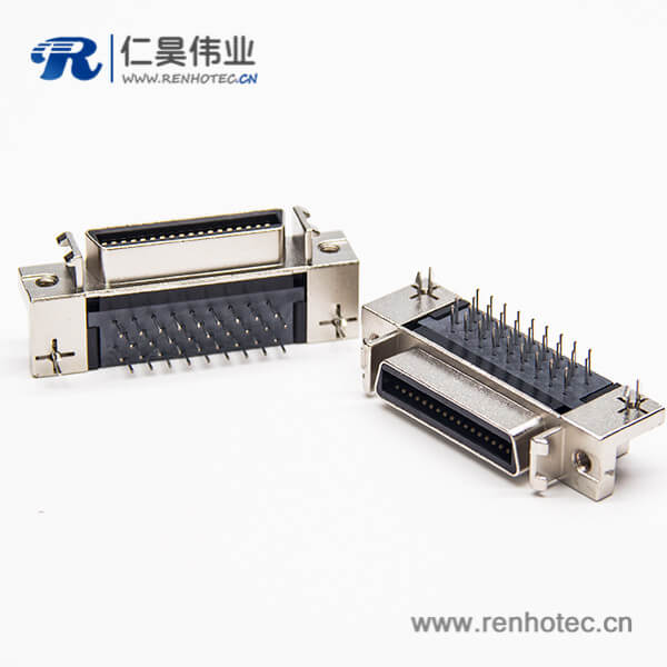 scsi db连接器36pin弯式母头带鱼叉脚插PCB板铆锁连接 scsi db连接器36pin弯式母头带鱼叉脚插PCB板铆锁连接