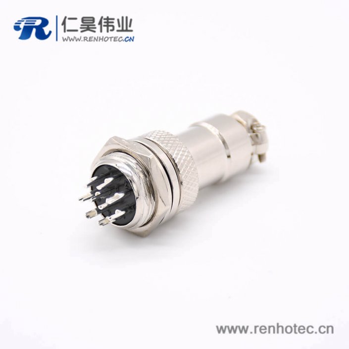 GX16航空插头母头转公插座9芯常规款直式后锁穿墙焊线连接器