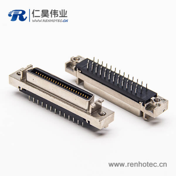 180度SCSI母头50pinD型连接器插PCB板 180度SCSI母头50pinD型连接器插PCB板