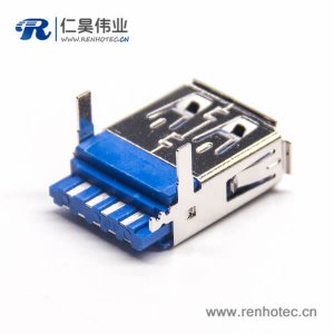 USB3.0A母焊线90度直角带90度1U''