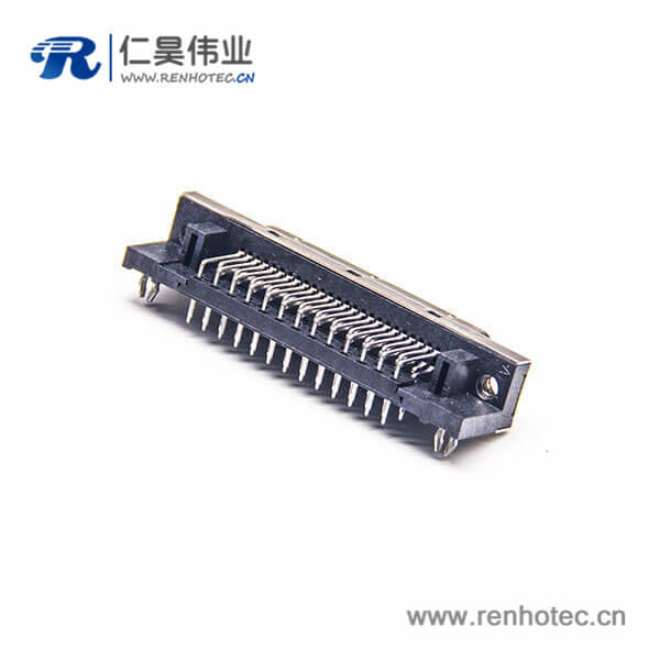 SCSI 插座HPCN型50芯母头弯式连接器插孔式PCB板安装