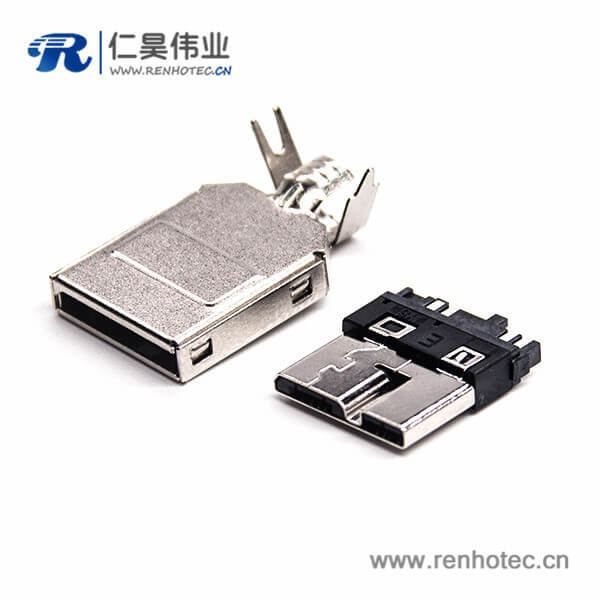 3.0 micro usb连接器公头焊线 9p三件套