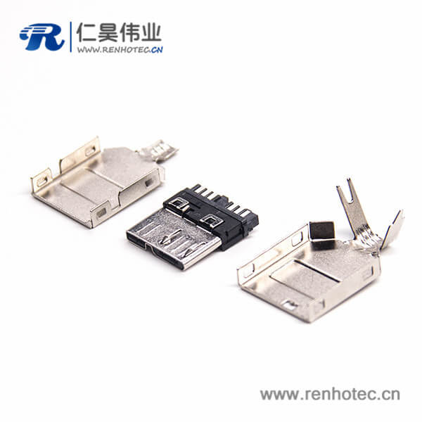 3.0 micro usb连接器公头焊线 9p三件套