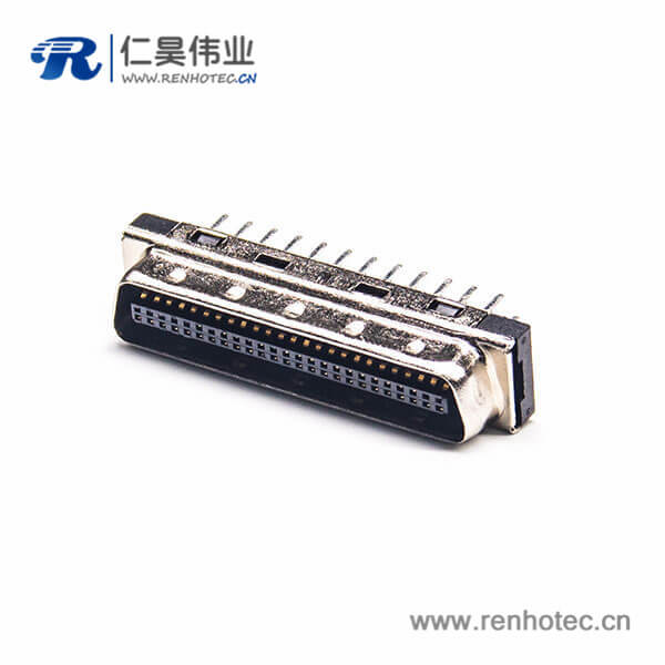 SCSI 50针HPCN型50芯直式公头插孔式PCB板安装 SCSI 50针HPCN型50芯直式公头插孔式PCB板安装