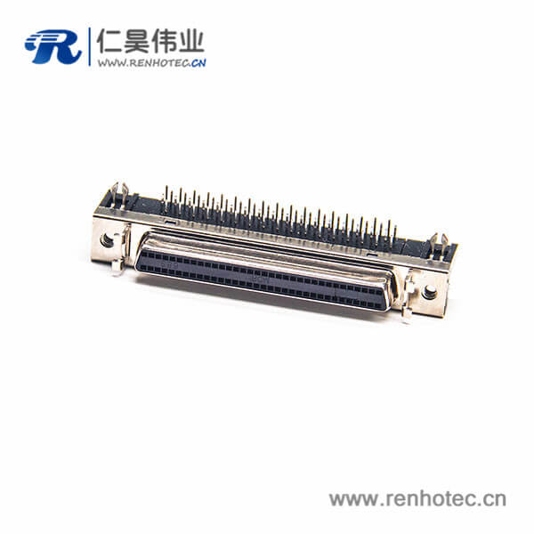 SCSI68芯连接器HPDB型母头弯式插板式PCB板安装 SCSI68芯连接器HPDB型母头弯式插板式PCB板安装