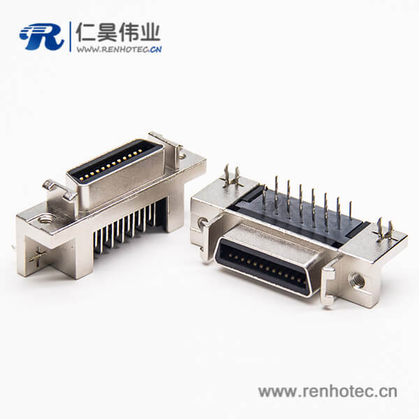 scsi连接器pcb封装弯头26针母头带鱼叉脚插PCB板 scsi连接器pcb封装弯头26针母头带鱼叉脚插PCB板