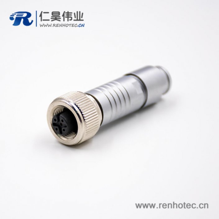 M12插头5芯防水A扣母头金属线直式组装接头连接器接线带屏蔽 M12插头5芯防水A扣母头金属线直式组装接头连接器接线带屏蔽