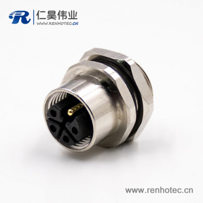 M12圆形连接器5芯L扣母头直式接线焊接式后锁板板端插座传感器 M12圆形连接器5芯L扣母头直式接线焊接式后锁板板端插座传感器