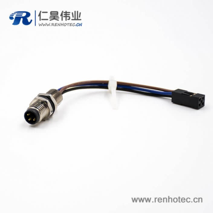M8传感器连接器公头3芯直式后锁板接端子连接器线束板端插座 M8传感器连接器公头3芯直式后锁板接端子连接器线束板端插座