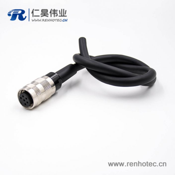 M16连接器6芯A扣母头直式线束接线焊接注塑成型传感器