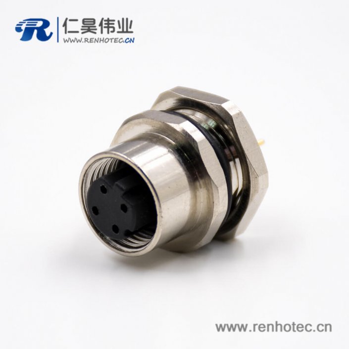 M124芯D型编码180°母头接PCB板板端插座连接器 M124芯D型编码180°母头接PCB板板端插座连接器