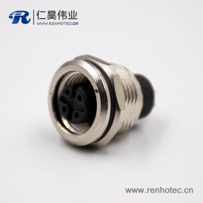 防水连接器M12板端插座A扣4芯接线焊线式母头直式不带屏蔽锌合金传感器 防水连接器M12板端插座A扣4芯接线焊线式母头直式不带屏蔽锌合金传感器