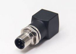 m12公头转rj45母头转接头m12直式4pin穿墙转rj45直型连接器