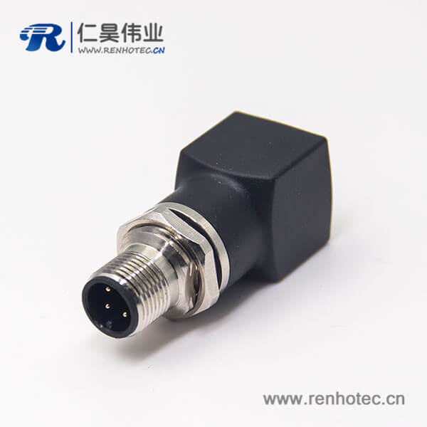 m12公头转rj45母头转接头m12直式4pin穿墙转rj45直型连接器