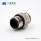 M12连接器A扣公头直式注塑焊线式带屏蔽4芯组装接头传感器