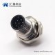 m12连接器系列8pin公头直式板端插座螺纹防水前锁板PCB板安装