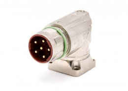 6芯插座 M40 系列弯式防水四孔法兰工业连接器
